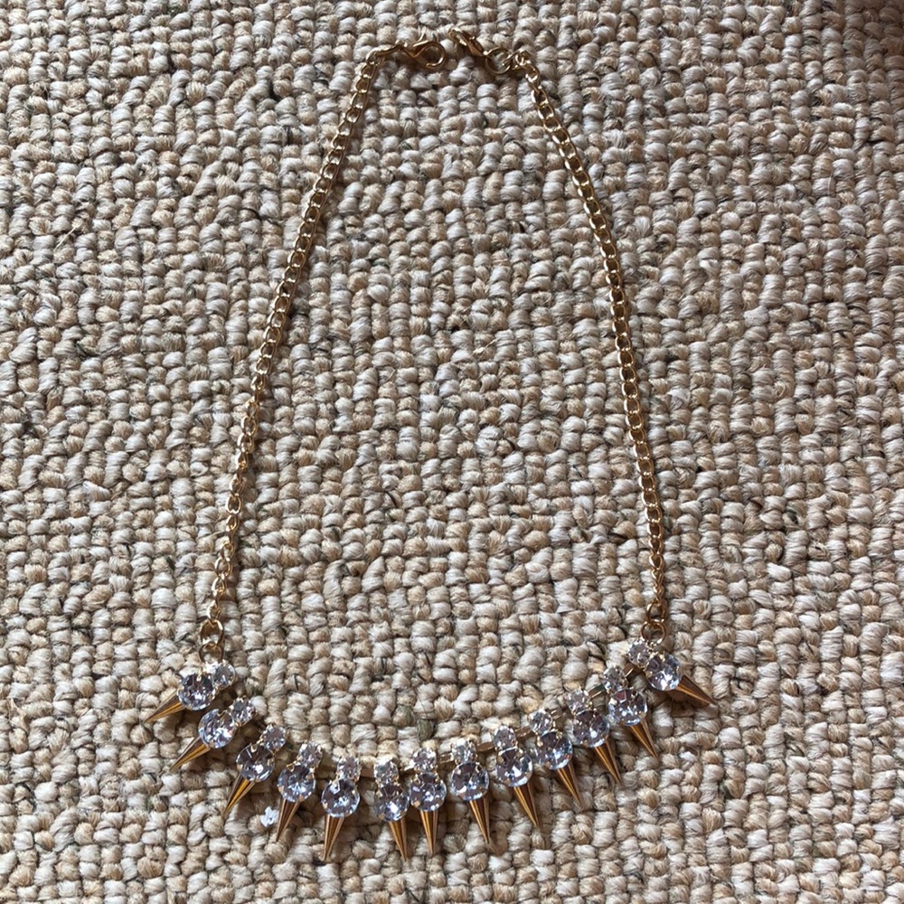 Gold plated spike statement necklace